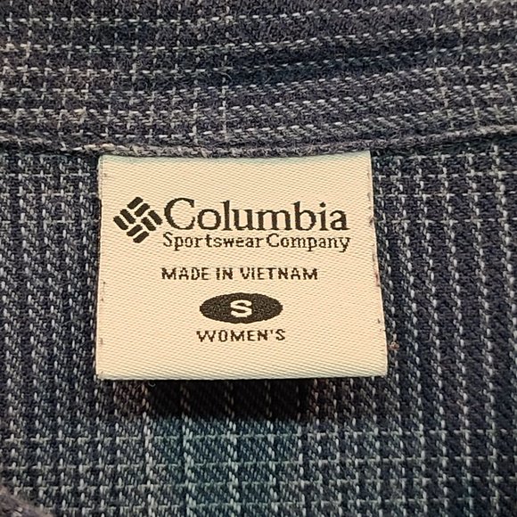 Columbia Shirt Long Sleeve Button Down Flannel Blue Plaid Womens Small - Picture 4 of 6